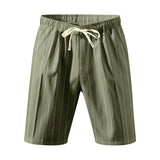 Riolio  Men's Striped Linen Blend Shorts Elastic Waist Drawstring Casual Beach Shorts