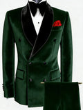 Riolio  Man Velvet Slim Fit Suits 2 Pieces Dancing Wear Handsome Classic Suit Set For Men Wedding Birthday Outfit Plus Size Party