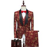 Riolio  Black Three-Piece Suit Wedding Groom Set Men's Formal Wear Slim Fit Business Casual Polyester Fiber Fashion Urban Style