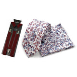 Riolio  Men's High Quality 6.5cm Floral Leaves Cotton Tie Handkerchief Suspender Set Novel Gentleman Artistic Wedding Accessories Gifts