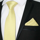 Riolio  Newest Tie Set 8CM Mens Necktie Handkerchief Neck Ties Sets For Man Yellow Color Plaids Stripes Jacquard Cravat Business Party