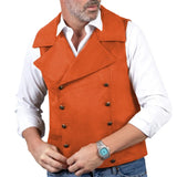 Riolio  Men Vest Brown Double Button Frosted Velvet Waistcoat For Banquet Birthday Wedding Business Work Formal Set Men Suit Vest