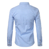 Riolio Small Plaid Button Down Shirt Men Summer New Long Sleeve Slim Fit Mens Dress Shirts Casual Checks Gingham Chemise Homme