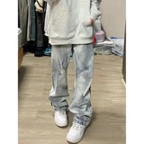 Riolio American retro straight leg washed tie dye jeans for men and women on high streets loose and straight leg casual long pants y2k
