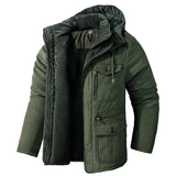 Riolio Men's Thicken Parkas Warm Winter Jacket Cashmere Fleece Coats Military Outdoor Cotton-Padded Male Windbreaker Hooded Outwear