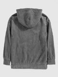 Riolio Autumn Winter Men's Sweatshirts Thickened Corduroy Long Sleeve Solid Kangaroo Pocket Shoulder Hoodie