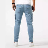 Riolio  Man Business Casual Cargo Jeans Male Stylish Tide Brand Stretch Pants Spring Summer Grey Brand New Fit Straight Lightweight