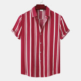Riolio  Fashion Men's Shirt Shorts Sleeve Striped Print Clothing Men Social Luxury Wear Hawaiian Elegant Classic Shirts For Male Tops