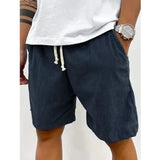 Riolio  Summer Trendy Men's Vintage Cargo Corduroy Short Pants Fashion Men's Casual Solid Stripe Shorts Sports Breathable Sweatpan
