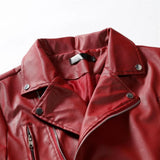 Riolio WELL DRESSED Men PU Leather Jacket Solid Color Casual Slim-Fit Zipper Long Sleeve Turn-Down Collar Motorcycle Leather JacketCoat Men Clothing