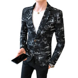 Riolio Men Blazer Spring Fashion High-quality Men Korean Version of The Printed Slim Formal Wedding Party Prom Suit Jacket