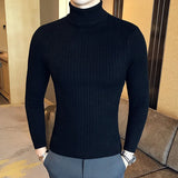 Riolio Winter High Neck Thick Warm Sweater Men Turtleneck Brand Mens Sweaters Slim Fit Pullover Men Knitwear Male Double Collar