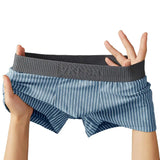 Riolio Men Boxer Versatile Mid-rise Striped Print Patchwork Color Thin Shorts Briefs Quick Drying U-convex Panties Men's Underpants