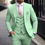 Riolio  Pink Luxury Men Suits Terno Slim fit 3 Piece Jacket Pant With Vest Groom Wedding Tuxedo Costume Homme Formal Occasion Terno