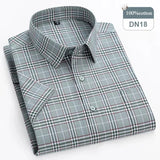 Riolio  plus size 14xl 100%cotton oxford hight qulity summer short sleeve shirts for men slim fit formal shirt soft plaid office clothes
