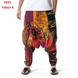 Riolio Fashion Traditional Nation Print Cotton Linen Joggers Pants Men Hip Hop Harem Trousers Mens Hippie Casual Streetwear Sweatpants