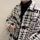 Riolio Autumn Winter Men's Thiened Plaid Velvet Jaet Small Fraance Sle Outerwear Youth Trendy Long Sve Loose Fit Coat