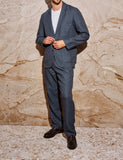 Riolio  Men's Suit 3 Pieces Blazer Pants Bow Collar Linen Fabric Wedding Tuxedos Work Business Formal