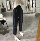 Riolio  Men's Summer Thin Cotton Linen Loose Fit Casual Pants Straight Leg Nine-Tenths Length Faionable Versatile Low Maintenance