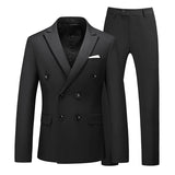 Riolio Blazer Pants Double Breasted Tuxedo Suit Men Business Work Wedding Formal Sets Solid Jacket with Trousers Slim Casual Clothing