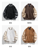 Riolio Bomber Wool Coat Premium Varsity Leather Wool Jacket High Street Jacket Men's Varsity Baseball College Leather Sleeves