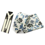 Riolio  Men's High Quality 6.5cm Floral Leaves Cotton Tie Handkerchief Suspender Set Novel Gentleman Artistic Wedding Accessories Gifts