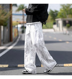 Riolio  Jeans Mens Classic Straight Leg Jeans White Tie Dye Denim Pants Unisex Fashion Casual Trousers Streetwear Hip Hop Style Washed