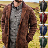 Riolio Autumn and Winter Men's Cardigan European and N Pure Color Long Sleeve Slim Knitted Sweater Coat, Sweater Man