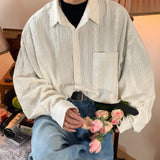 Riolio French Retro Hollow Long-sleeved Shirt Men Women Korean Style Lazy Style High-end Niche Design Casual Loose Shirt Aesthetic