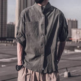 Riolio  Men's Shirt with Pocket Plain Linen Male Shirts Clothing High Quality Luxury Designer Casual Regular Japanese Vintage I Sleeves