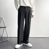 Riolio New Men White Straight Pants Fashion Korean Loose Suit Trousers Casual Draped Baggy White Wide Pant Male Streetwear