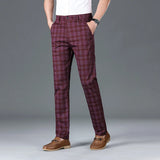 Riolio  Luxury Brand Men's Stripe Plaid Casual Pants Men Army Green Four Seasons High Quality Business Trousers Men's Slim Straight Pant