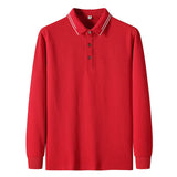 Riolio  Long Sleeve Polo Shirt Men's Business Casual Striped Loose Fit Anti-Wrinkle Fly Smooth Spring Autumn Fashion