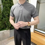Riolio  Summer Men Clothing Short Sleeve Men's Polo Shirt Fashion Slim Casual Design Sense Lapel Button Solid Color Golf Polo T Shirt