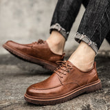 Riolio New Men Handmade Loafers Shoes Brogue Casual Shoes Men Genuine Leather Shoes Cargo Work Boots Business Casual Sneakers