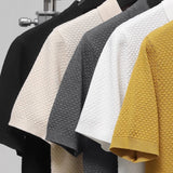 Riolio  New Trendy Men Polo Shirt Leisure High Quality Knit T-shirts American Style Fashion Breathable Button-down Short Sleeve Knitwear