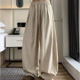 Riolio  Japanese Style Wide Leg Pants Men Elastic Waist Loose Baggy Trousers Breathable Spring Summer for Daily Streetwear