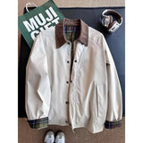 Riolio  Retro Japanese Style Barn Coat Men's Loose Casual Short Hunt Jacket Breathable Moisture Wicking Resistant to Deformation