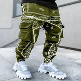 Riolio  Independent Station New Cashew Flower Casual Sports Harem Pants Men's Loose High Street Multi-Pocket Cargo Pants