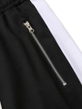 Riolio Men Sweatshirts Jogging Pants Men Casual Pants Men Stylish Color Block Zip Pockets Drawstring Sports Skinny Pants Trousers Pants
