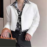 Riolio Men Blazer Solid Color Lapel Long Sleeve Autumn Casual Suits One Button Streetwear Fashion Male Crop Coats S-5XL