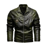 Riolio PU Male Faux Leather Blazers High Quality Leather Jacket Men's Fashion Jackets New Casual Male Stand Collar PU Leather Jackets