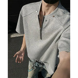 Riolio  Summer Shoulder Pad Short Sleeve T-shirt Loose Top American Style