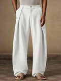 Riolio  Mens Casual Loose Pleated Wide Leg Chino Pants For Summer Autumn Daily Wear