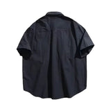 Riolio  Retro Japanese Workwear Short Sleeve Men's Shirt Summer Trendy Outdoor Casual Versatile Youthful Pure Color Loose Fit Cardigan