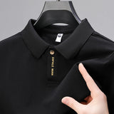 Riolio Lightweight Polo Shirt Short Sleeve Tshirts for Men Casual Streetwear Lapel Button Jogging Tops Summer Men's Solid Color Shirts