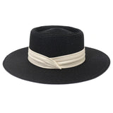 Riolio  Flat Concave Top Paper Straw Hat Spring Summer Women Men Wide Brim Beach Sun Hat Boater Style Fedora Party Cap Sombrero Hombre