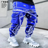 Riolio  Independent Station New Cashew Flower Casual Sports Harem Pants Men's Loose High Street Multi-Pocket Cargo Pants