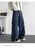 Riolio  Cargo jean pants Men Wide Leg DenimLoose Straight Baggy Men's Jeans hip hop Streetwear Skateboard Neutral denim Trousers