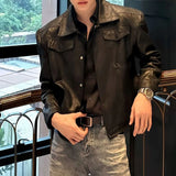 Riolio  Mens Pu Leather Motorcycle Grunge Slim Casual Pu Jacket Spring Streetwear Youth Campus Jacket Old Money Men'S Clothing New